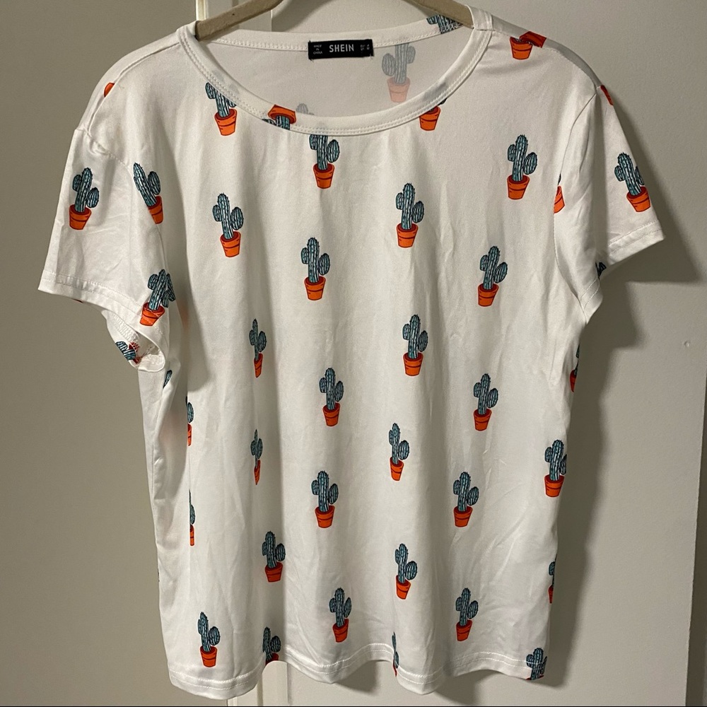 Stein Cactus T-Shirt Medium White Silk Material